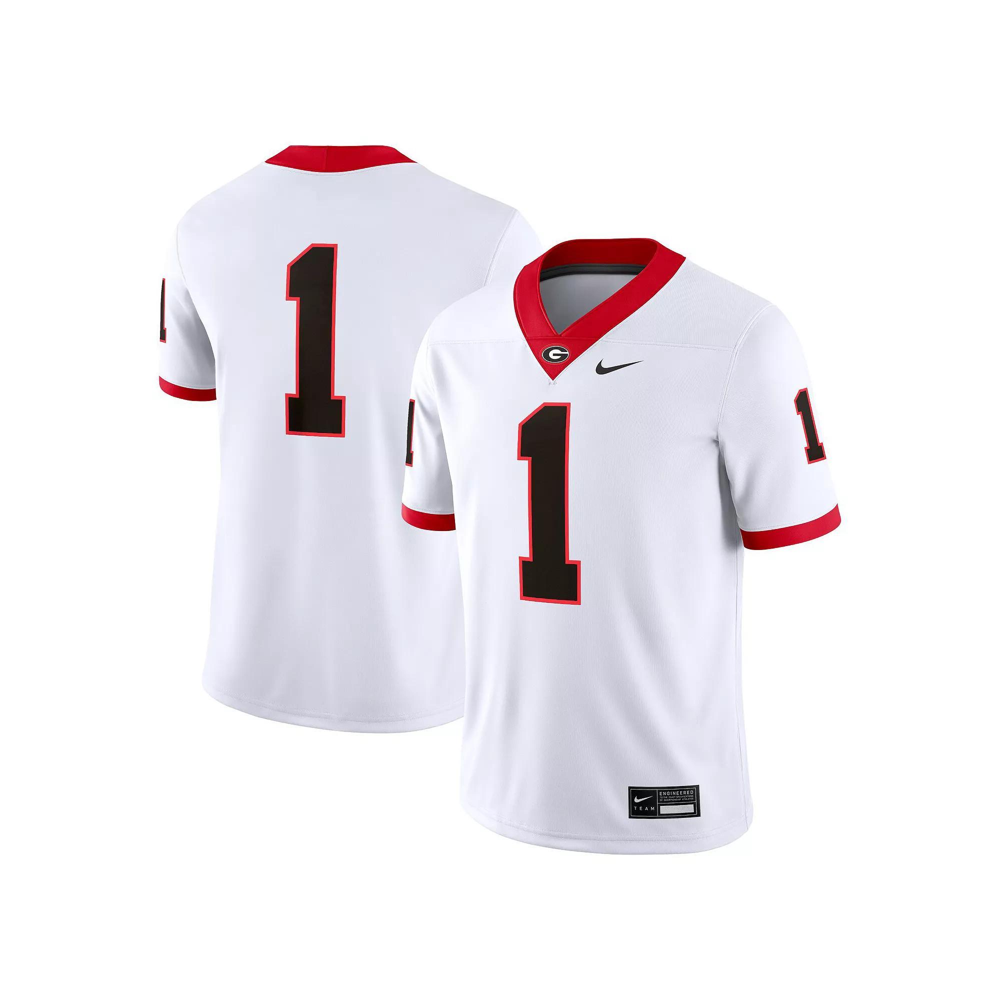 Men's Nike #1 White Georgia Bulldogs Game Jersey, Size: XL Product Image
