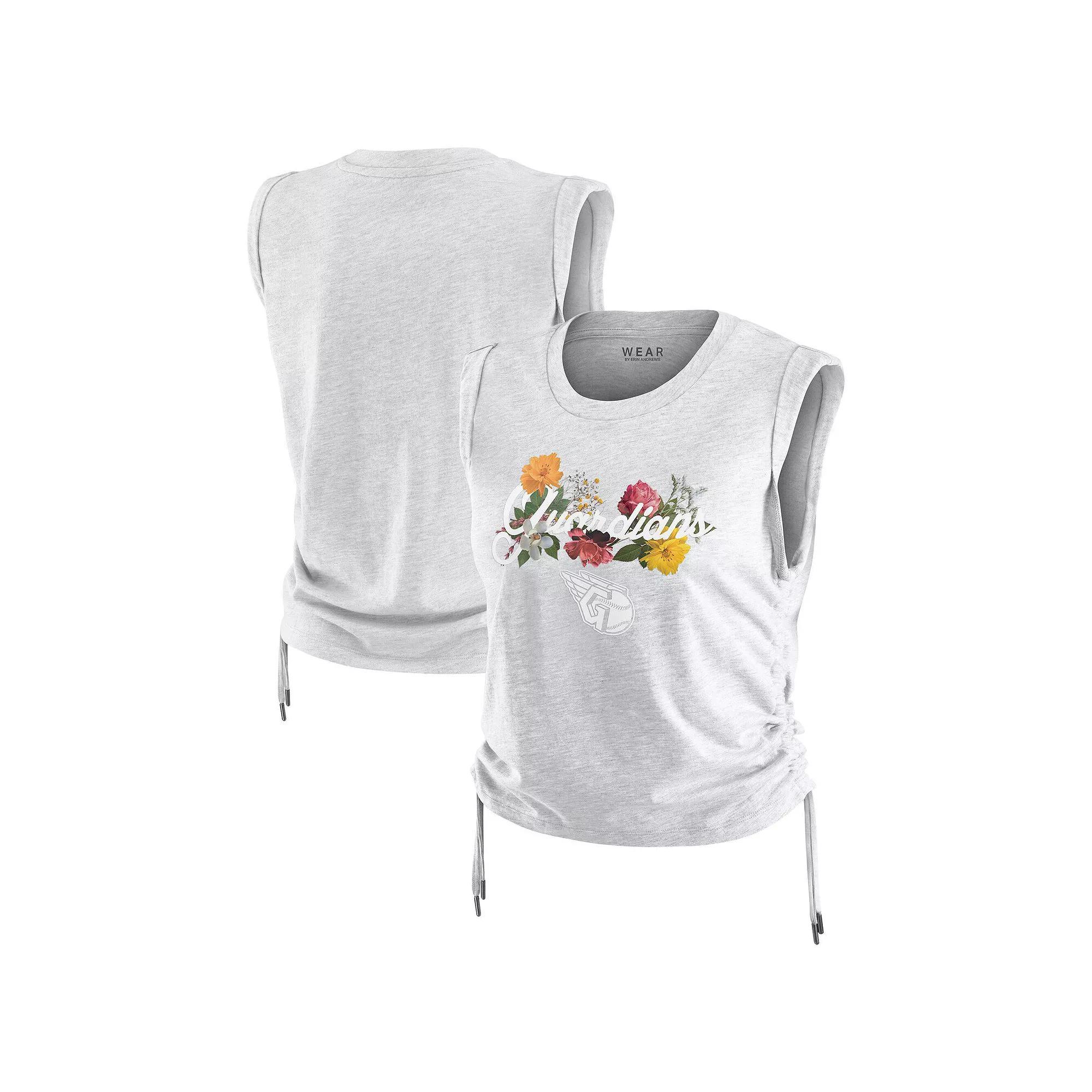 Women's WEAR by Erin Andrews  Heather Gray Cleveland Guardians Cinched Tank Top, Size: Small, Grd Grey Product Image