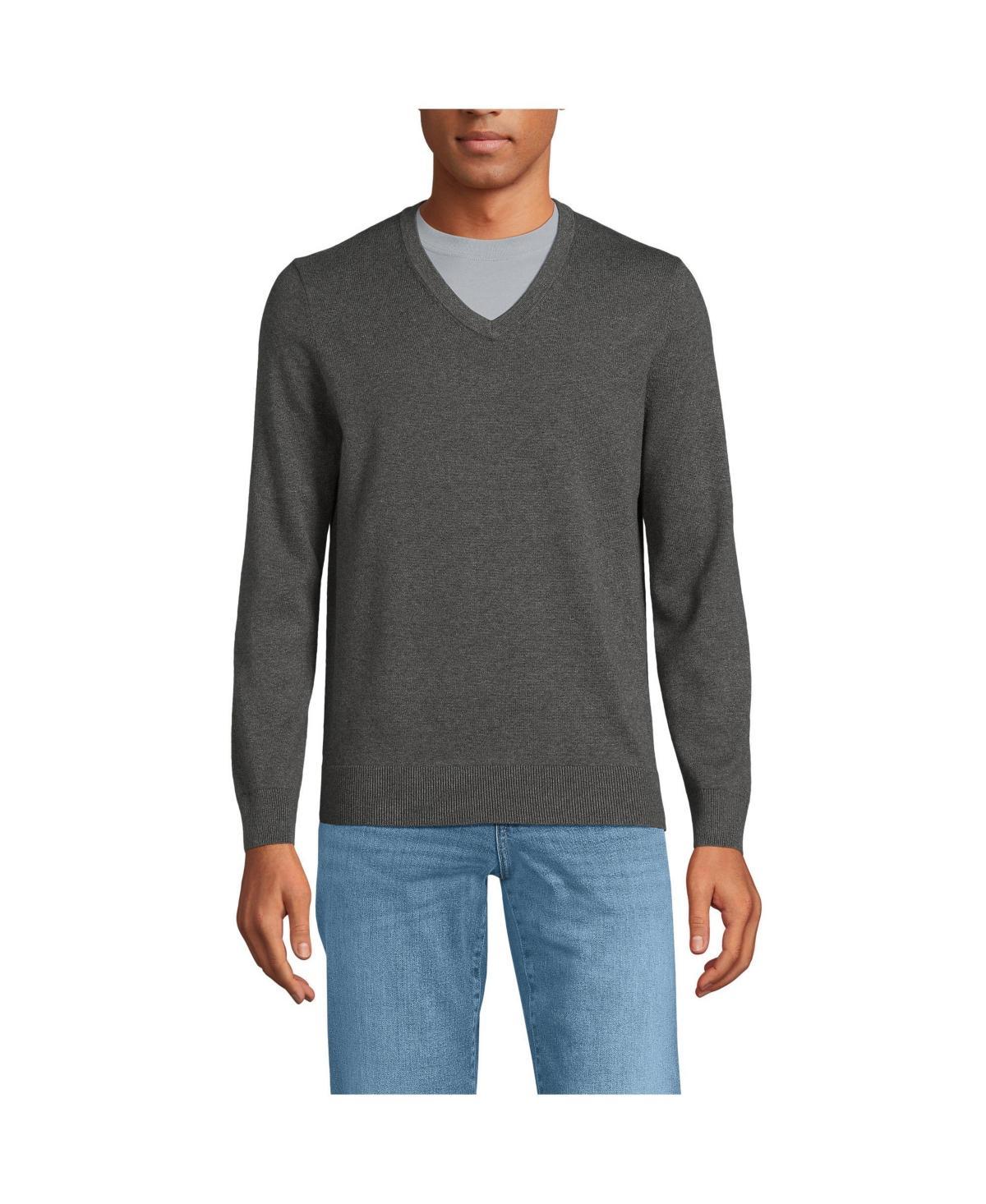 Men's Lands' End Fine Gauge Cotton V-Neck Sweater, Size: Small, Radiant Blue Product Image