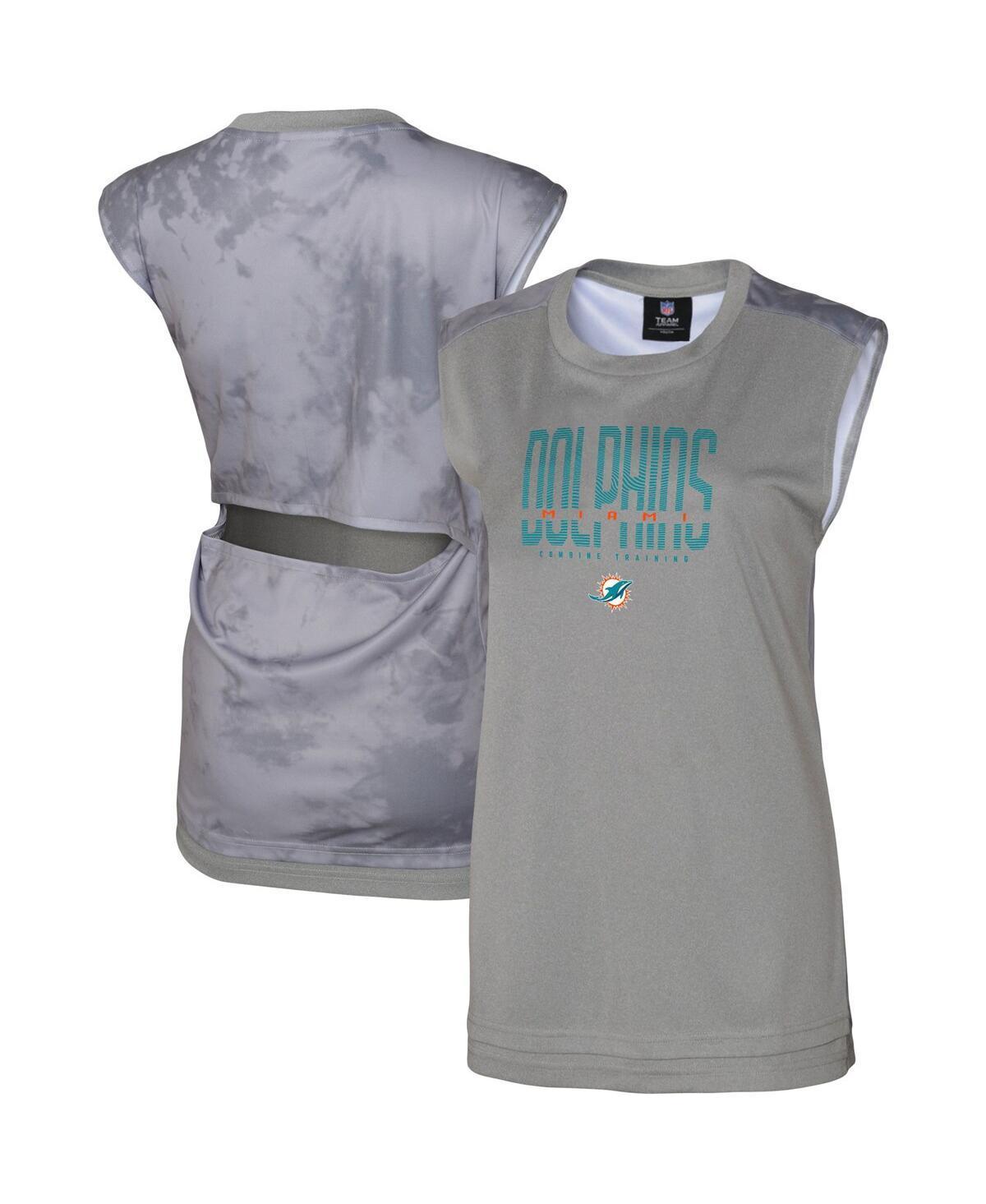 Women's Gray Miami Dolphins No Sweat Tank Top, Size: 2XL, Grey Product Image