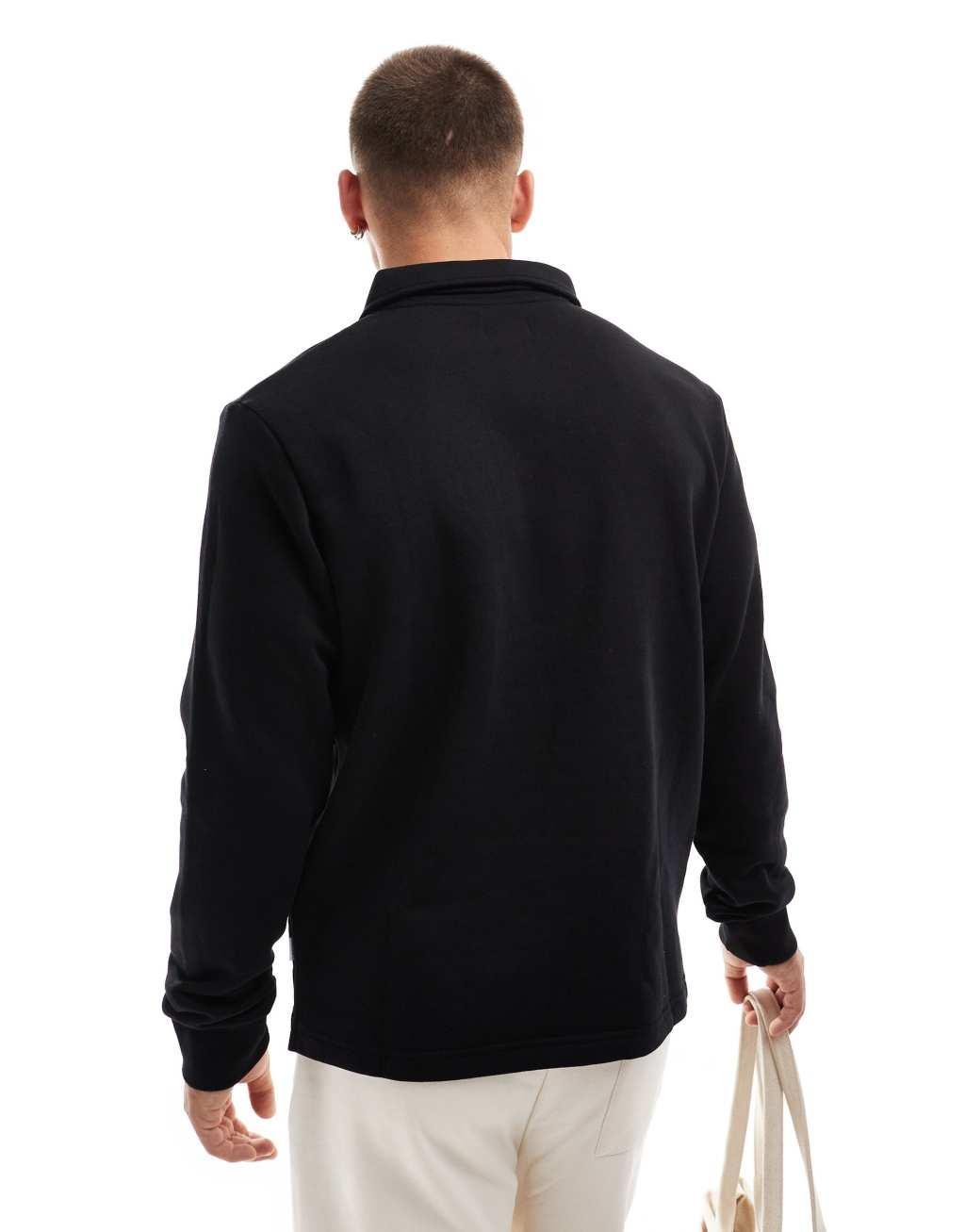 Jack & Jones oversized polo sweatshirt in black   Product Image