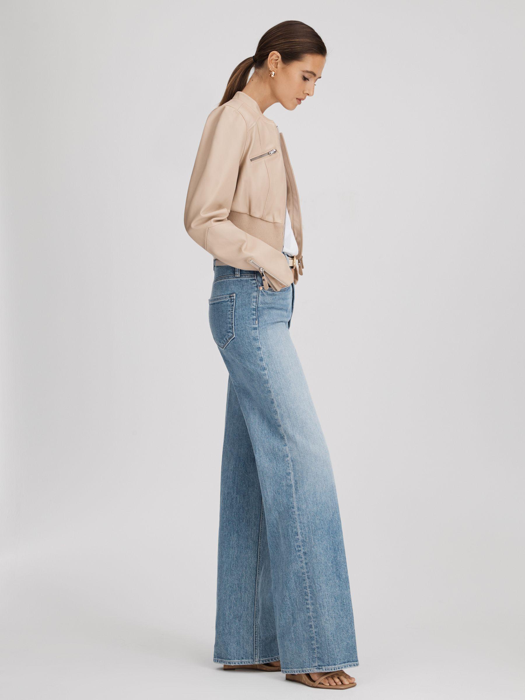 Paige Wide Leg Distressed Jeans in Magnifique Blue Product Image
