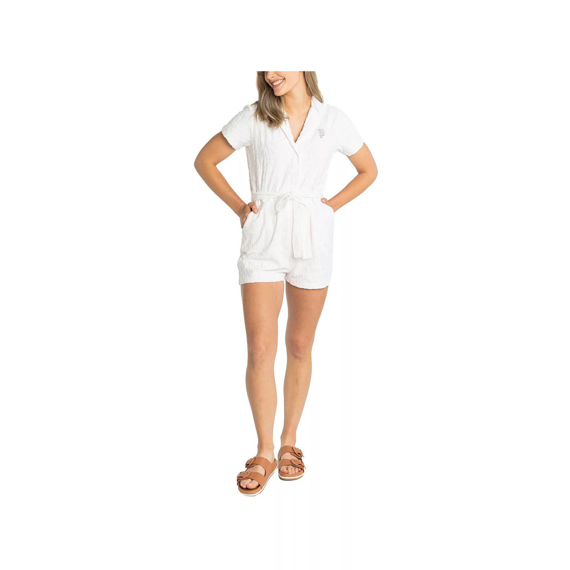 Women's Lusso White Atlanta Braves Trixie Cheetah Romper, Size: XS Product Image
