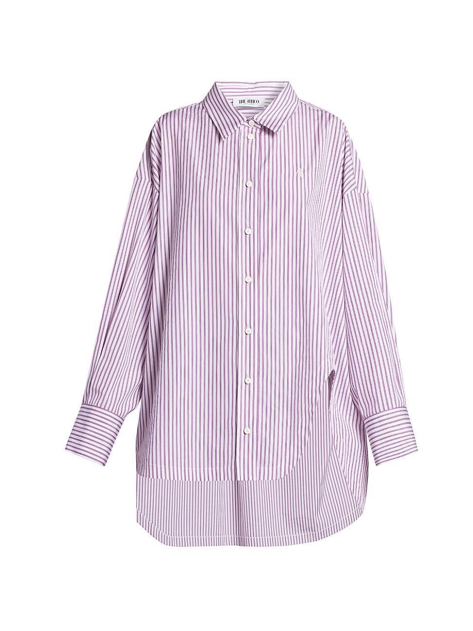 Womens Striped Cotton Button-Front Shirt Product Image