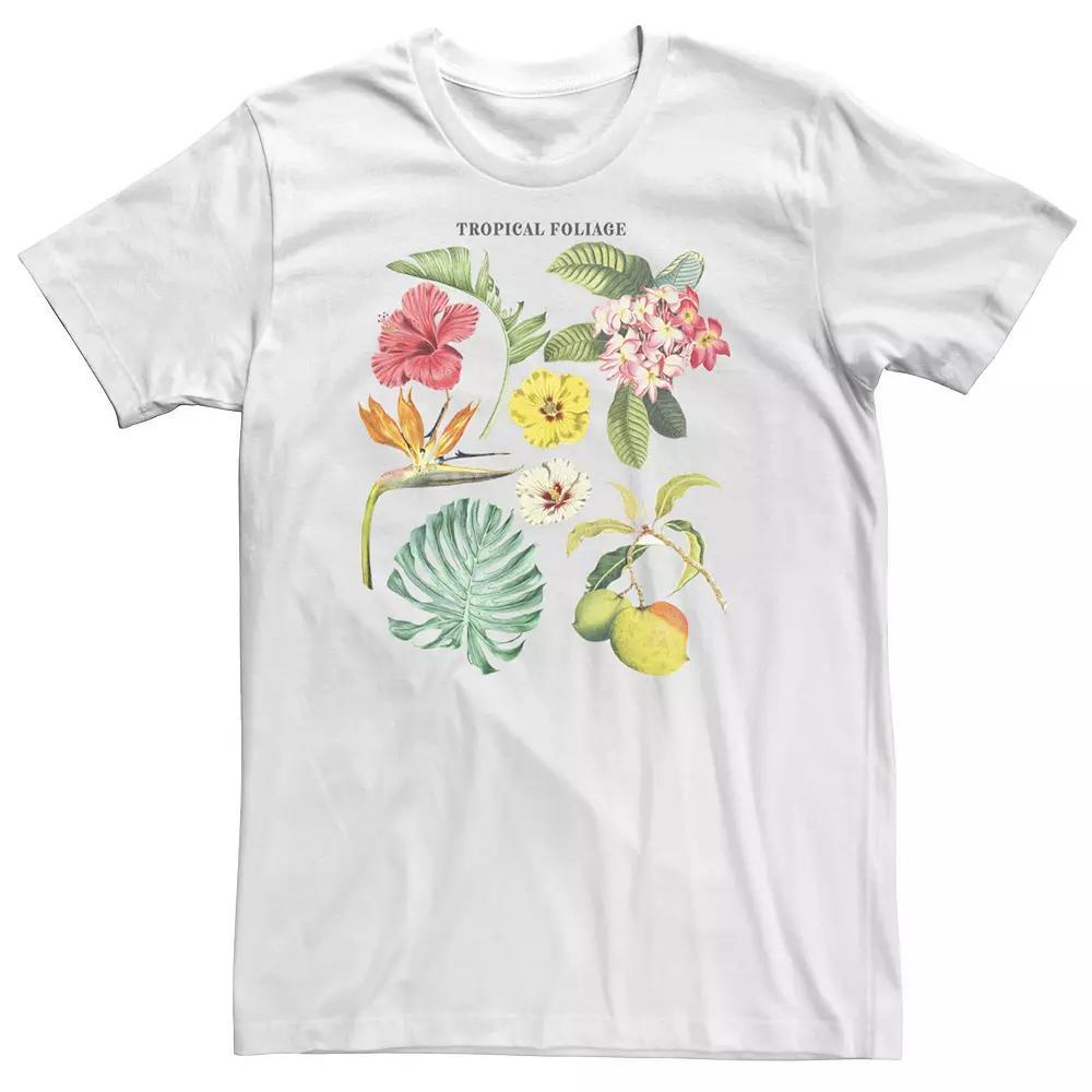 Big & Tall Tropical Foliage Portrait Collage Tee, Men's, Size: XL Tall, White Product Image