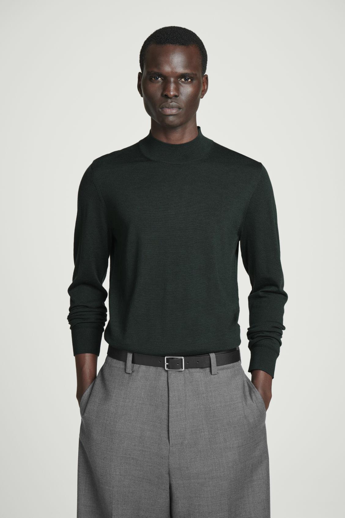 SLIM MERINO WOOL MOCK-NECK SWEATER Product Image