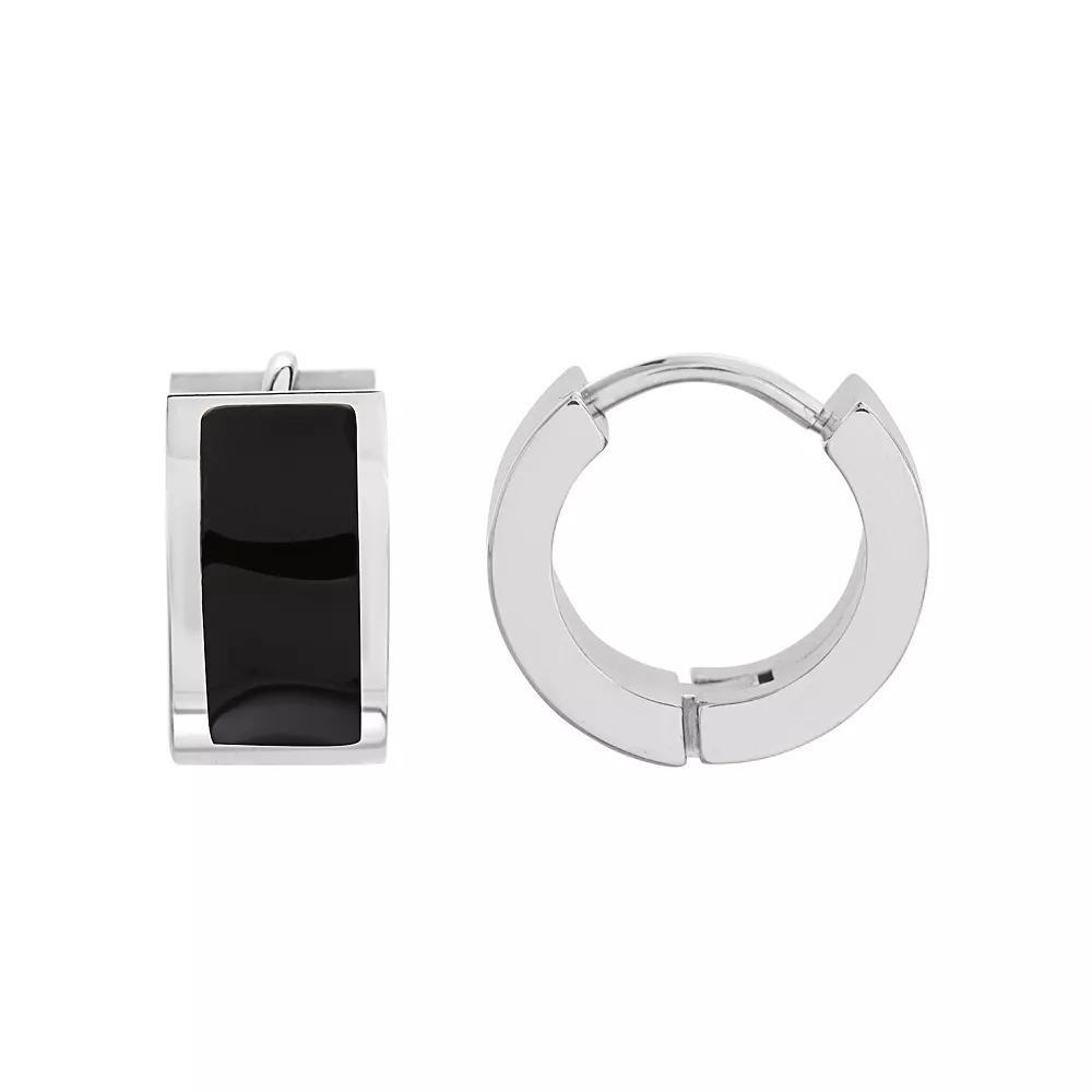 1913 Two Tone Stainless Steel Huggie Hoop Earrings, Women's Product Image