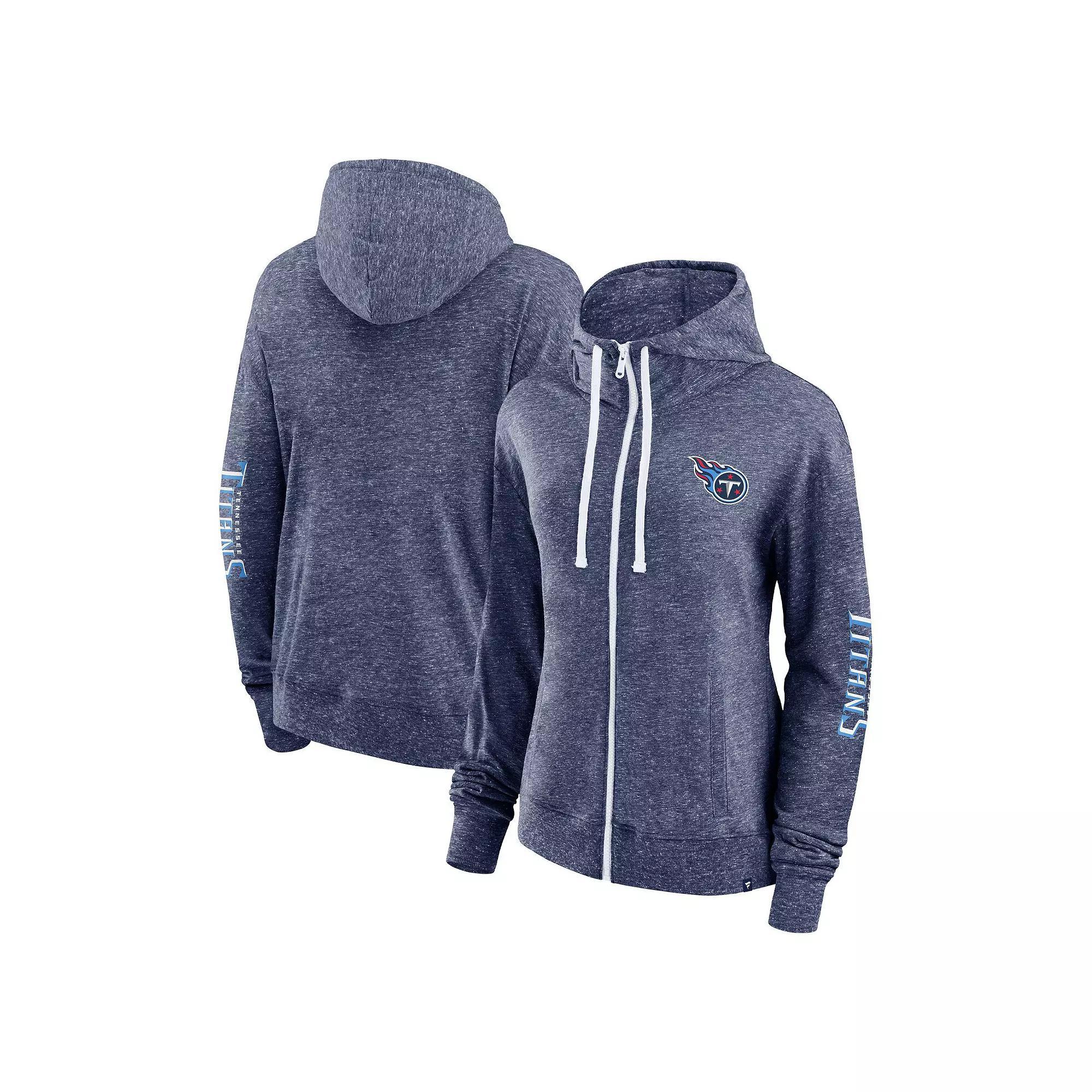 Women's Fanatics Branded Heather Navy Tennessee Titans Opening Coin Flip Hoodie Full-Zip Sweatshirt, Size: 3XL, Blue Product Image