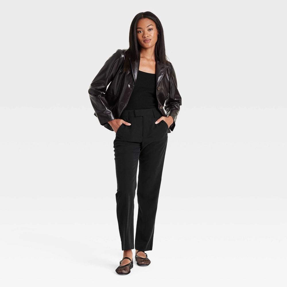 Womens High-Rise Stovepipe Trousers - A New Day Black 14 Product Image