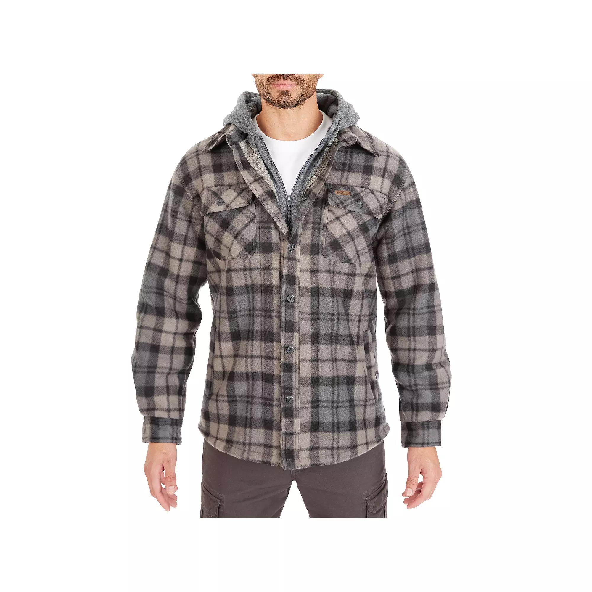 Big & Tall Smith's Workwear Sherpa-Lined Microfleece Shirt Jacket, Men's, Size: 3XB, Blue Black Product Image