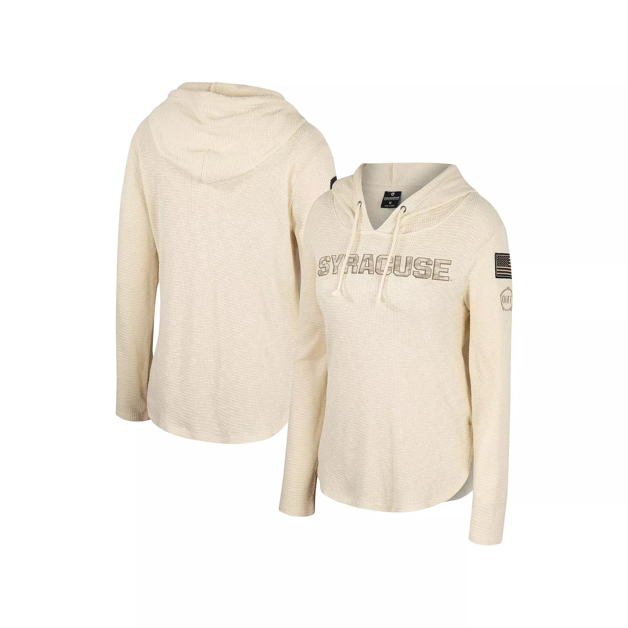 Women's Colosseum Cream Washington Huskies OHT Military Appreciation Casey Raglan Long Sleeve Hoodie T-Shirt, Size: Small, Beige Product Image