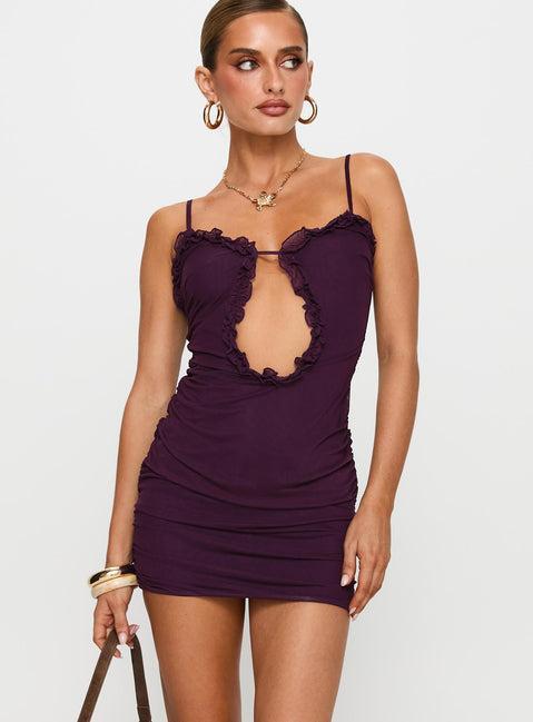 Sire Cut Out Mini Dress Purple Product Image