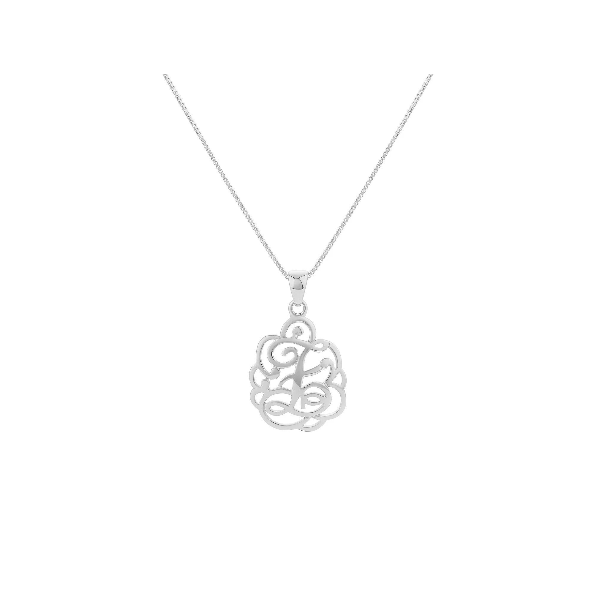 PRIMROSE Sterling Silver Monogram Initial Pendant Necklace, Women's, Size: 18", Silver Tone F Product Image