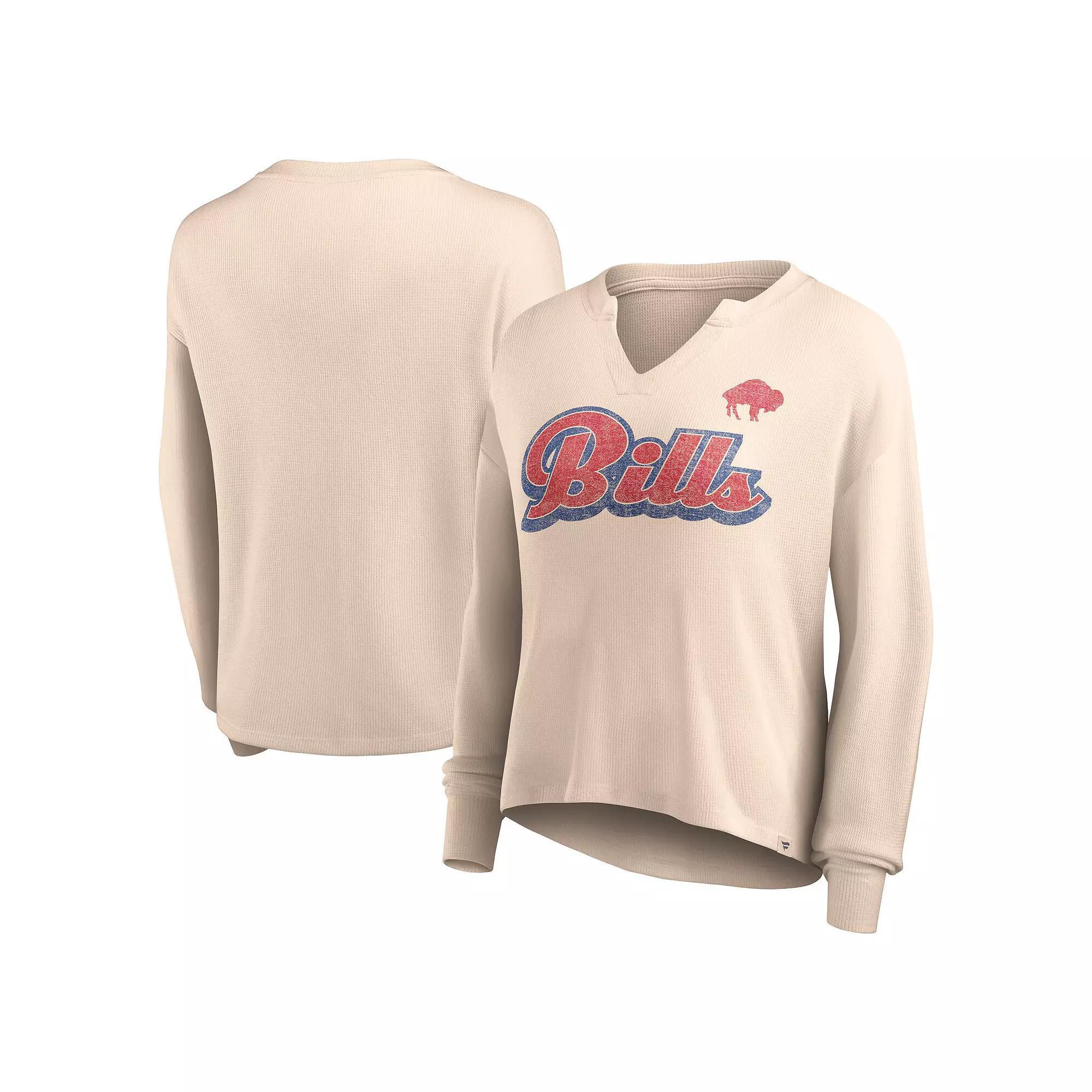 Womens Fanatics Branded Tan Buffalo Bills Go For It Notch Neck Waffle Knit Long Sleeve T-Shirt Product Image