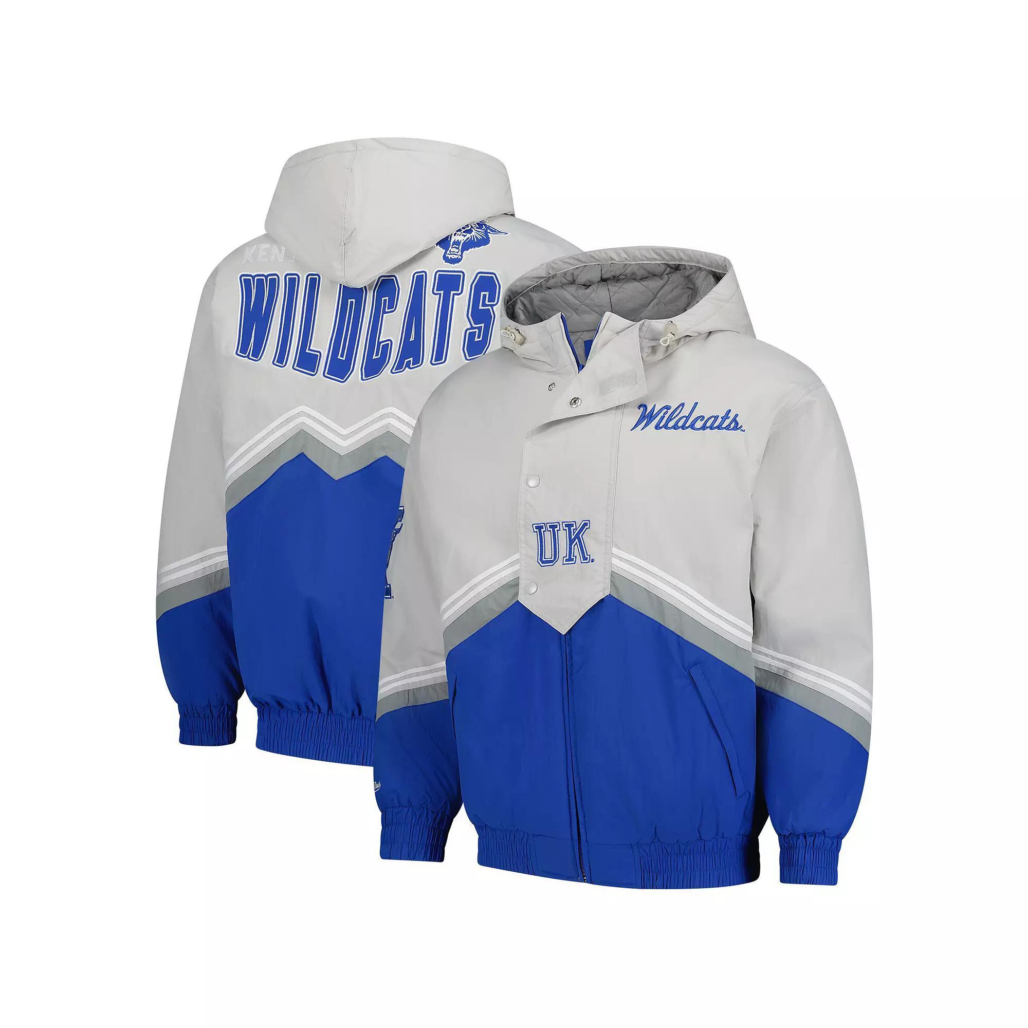 Men's Mitchell & Ness Gray/Royal Kentucky Wildcats Throw It Back Retro Full-Zip Windbreaker Jacket, Size: Large, Grey Product Image