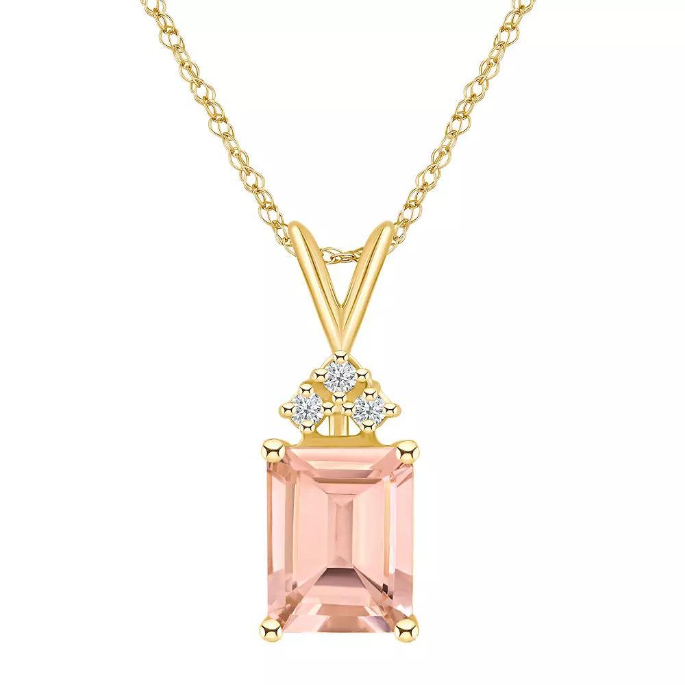 Celebration Gems 14k Gold Gemstone & 1/10 Carat T.W. Diamond Pendant Necklace, Women's, Size: 18", Morganite Product Image