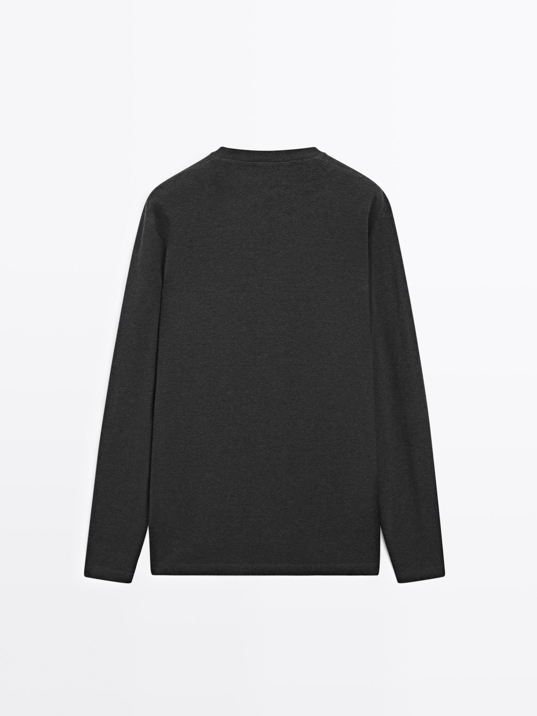 Long sleeve medium weight cotton T-shirt Product Image