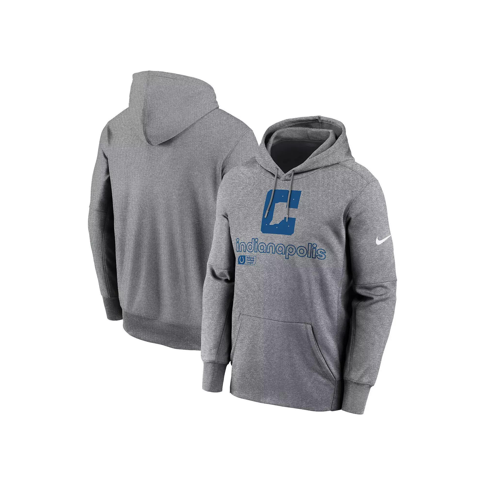 Men's Nike Heather Gray Indianapolis Colts Performance Pullover Hoodie, Size: Small, Grey Product Image