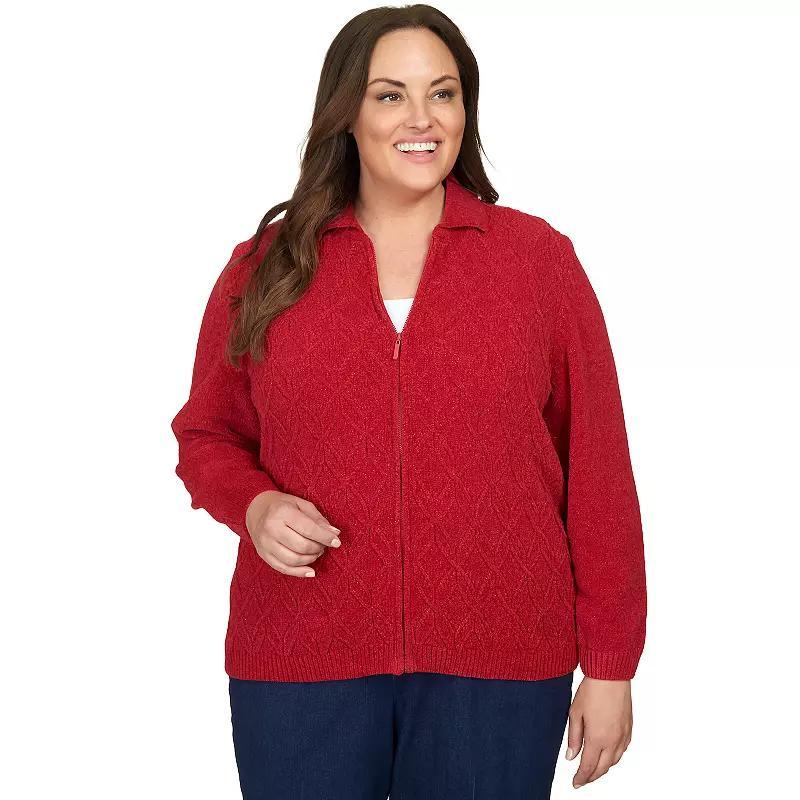 Plus Size Alfred Dunner Classic Zip-Up Cardigan, Women's, Size: 1XL, Gray Product Image