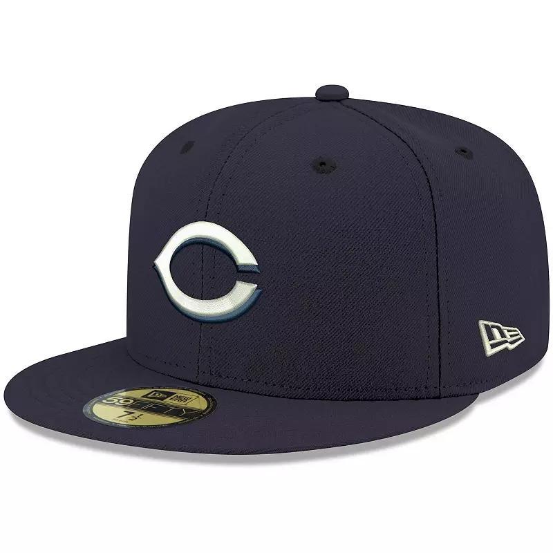 Men's New Era Navy Cincinnati Reds Logo White 59FIFTY Fitted Hat, Size: 7 1/8, Red Blue Product Image