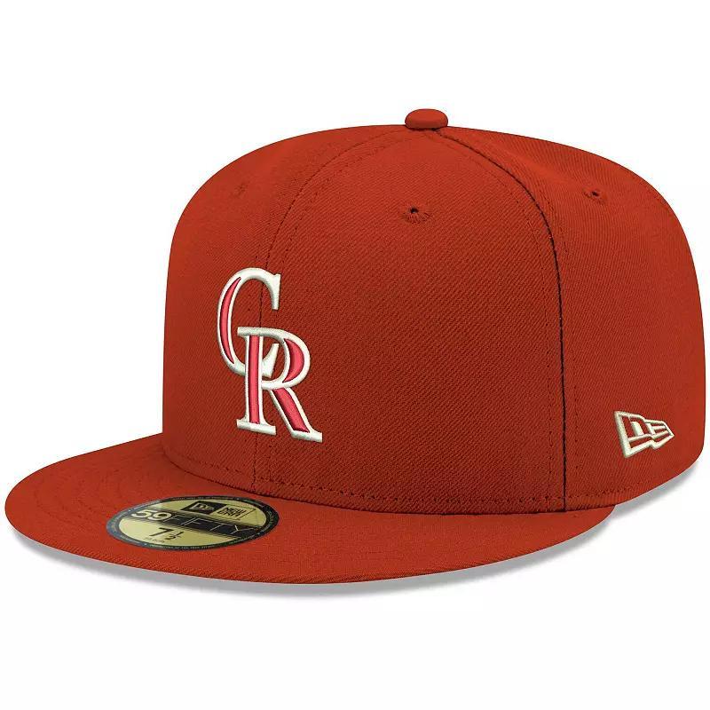 Men's New Era Navy Cincinnati Reds Logo White 59FIFTY Fitted Hat, Size: 7 1/8, Red Blue Product Image