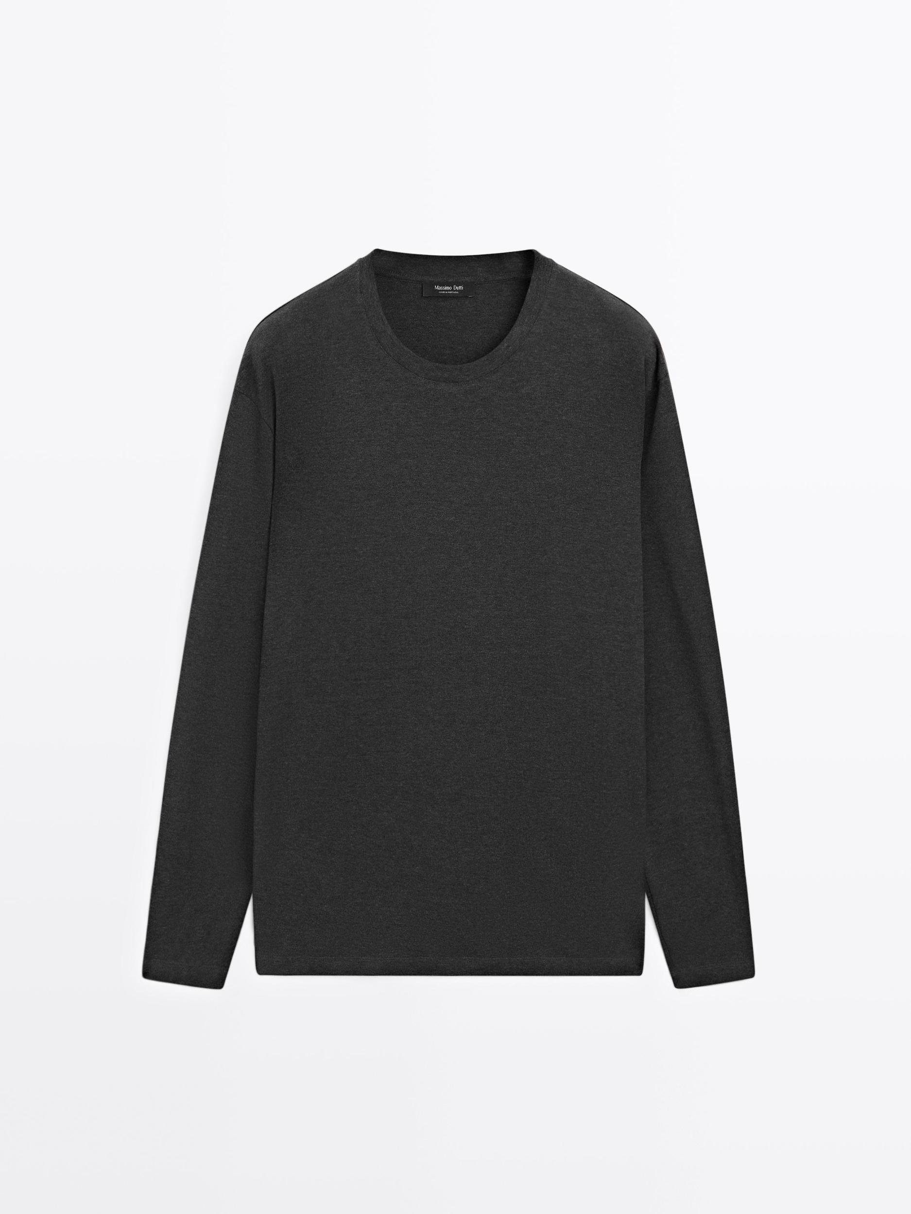 Long sleeve medium weight cotton T-shirt Product Image
