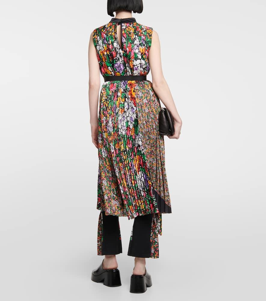 SACAI Floral-print Pleated Midi Skirt With Belt In Neutral Product Image