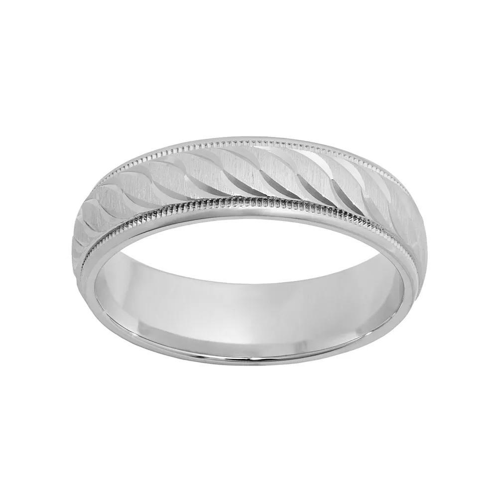 Sterling Silver Textured Wedding Band - Men, Men's, Size: 13.50, Grey Product Image