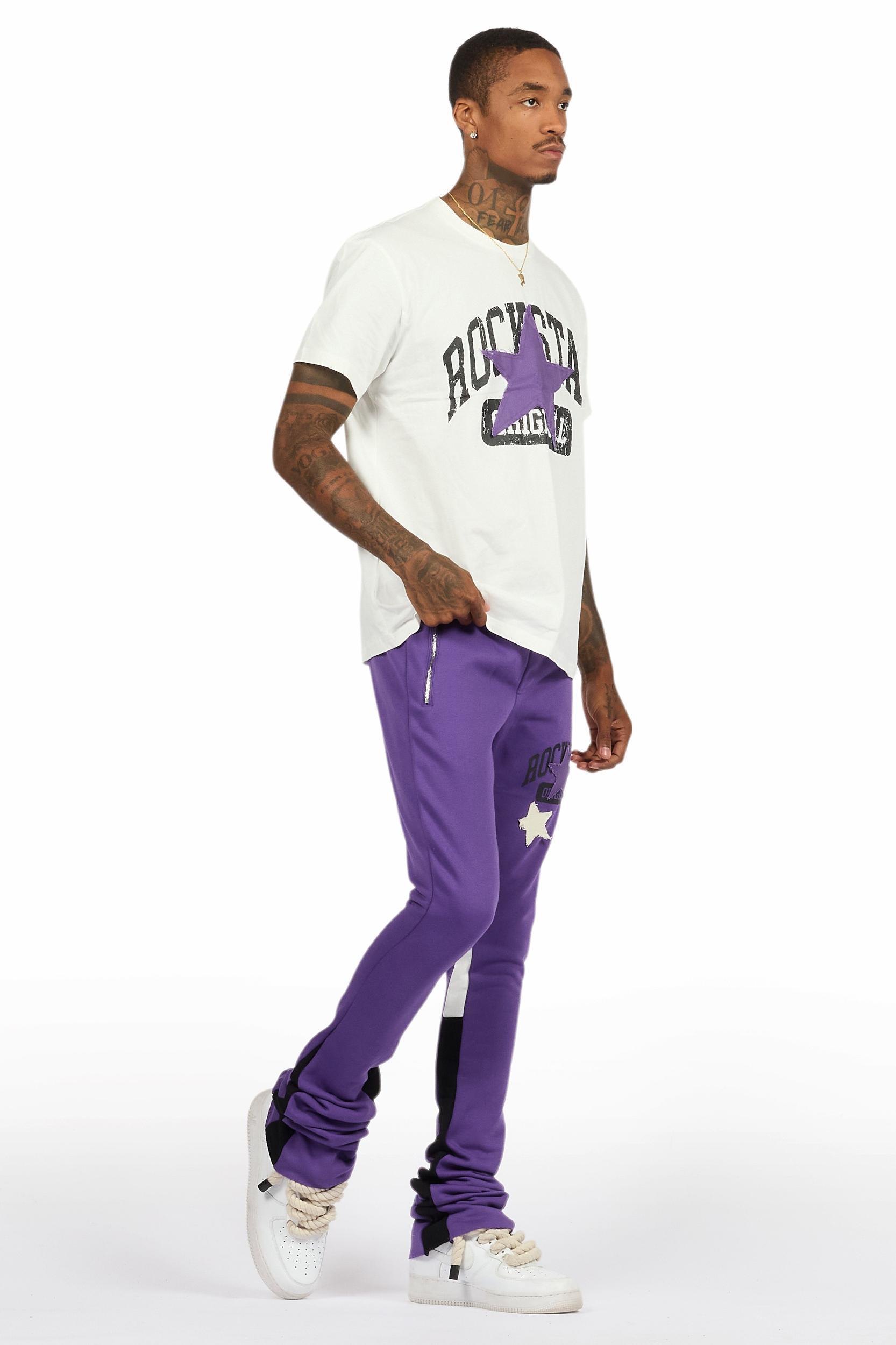 Mallor Purple/White T-Shirt/Stacked Track Set Male Product Image
