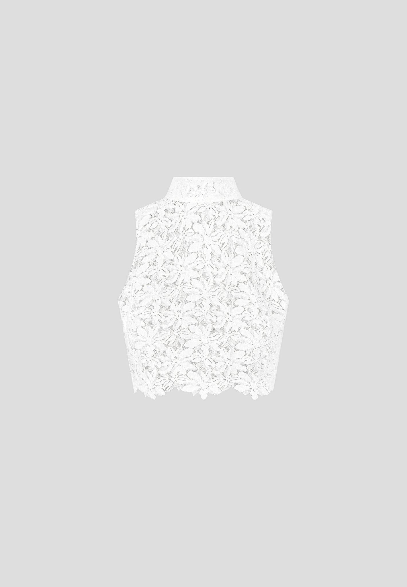 Lace Open Back Top - White Female Product Image