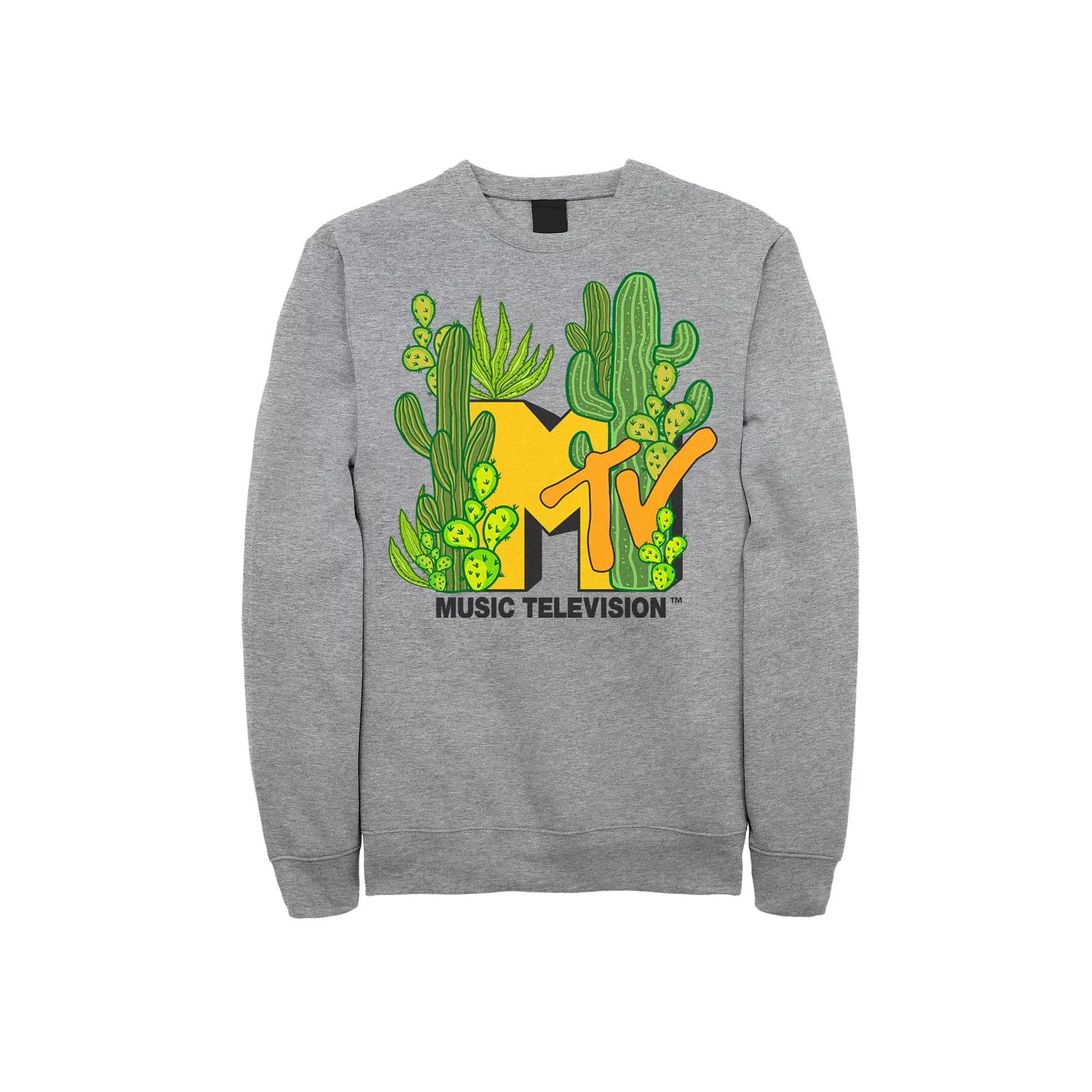 Men's MTV Logo Cacti Galore Sweatshirt, Size: Large, Athletic Grey Product Image
