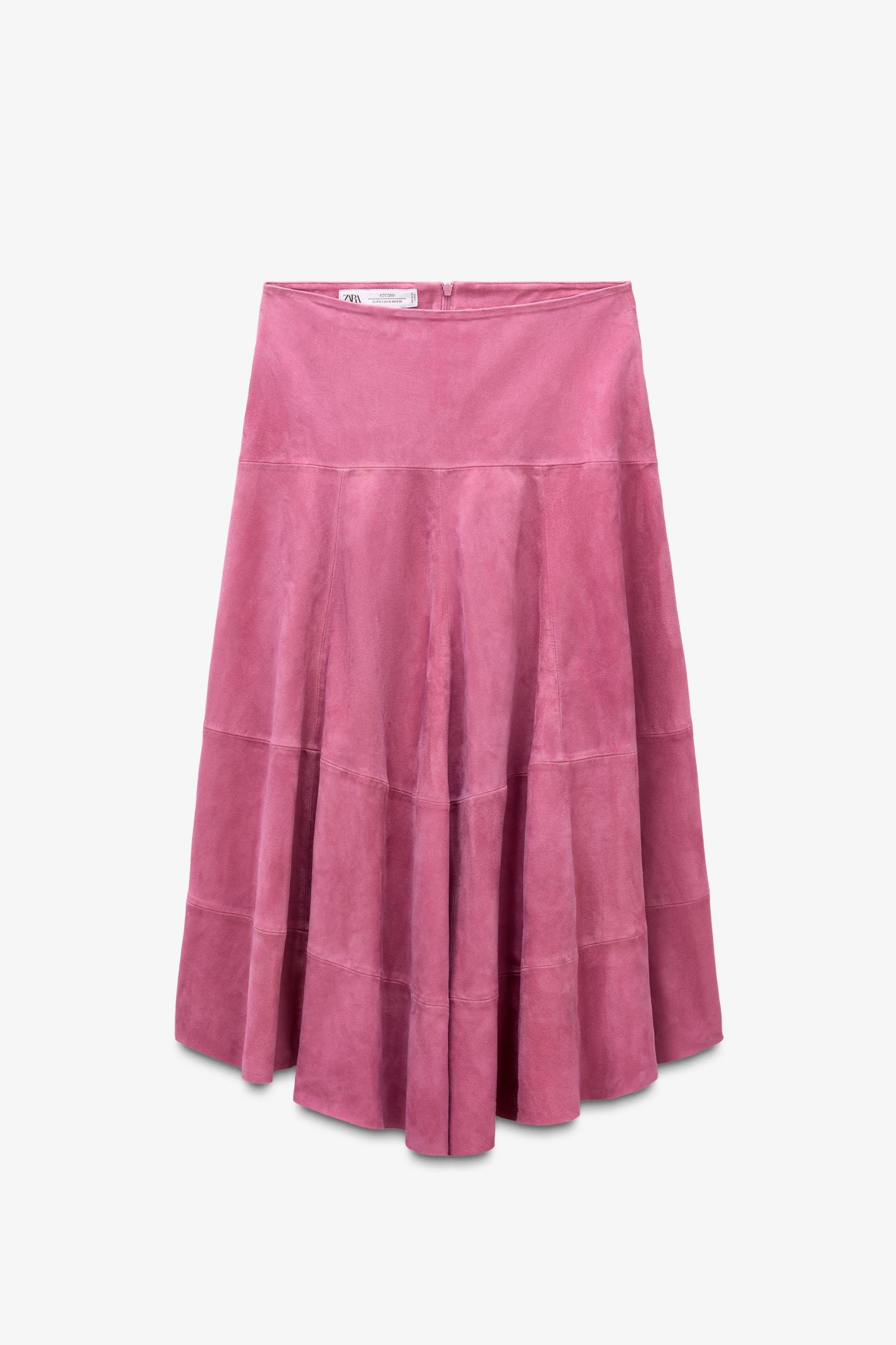 LIMITED EDITION ASYMMETRIC SUEDE MIDI SKIRT Product Image