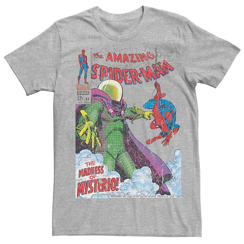 Men's Marvel's Spider-Man Mysterio Vintage Comic Cover Tee, Size: Medium, Athletic Grey Product Image