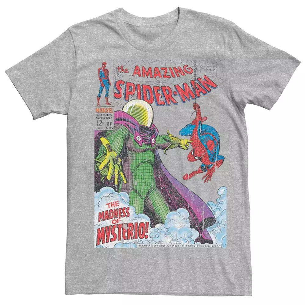 Men's Marvel's Spider-Man Mysterio Vintage Comic Cover Tee, Size: Medium, Athletic Grey Product Image