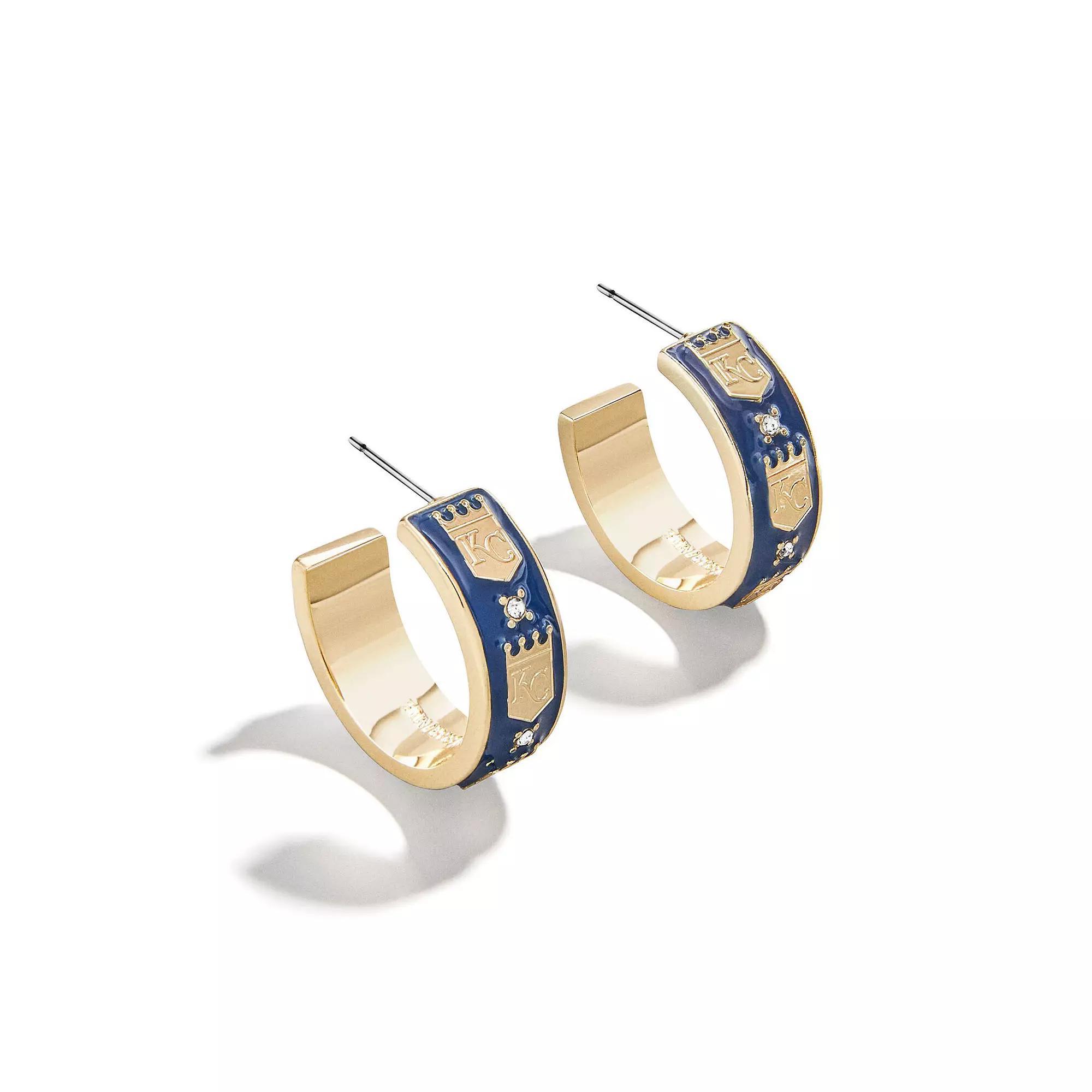 WEAR By Erin Andrews x BaubleBar Kansas City Royals Enamel Hoop Earrings, Women's, Gold Product Image