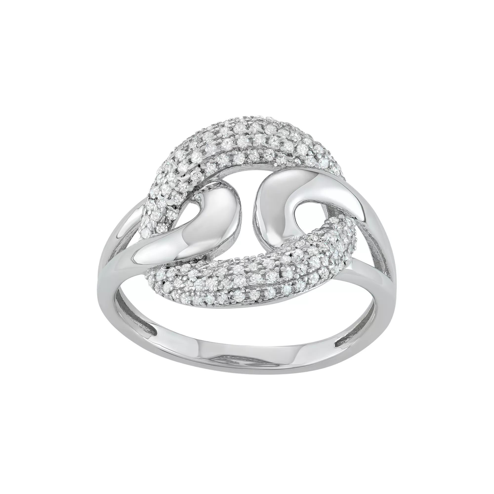 Jewelexcess Sterling Silver 1/3 Carat T.W. Diamond Interlocking Ring, Women's, Size: 7, Silvertone Product Image