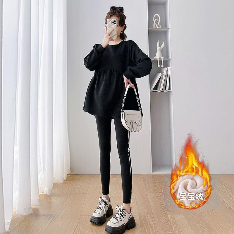 Maternity Round Neck Plain Sweatshirt Product Image