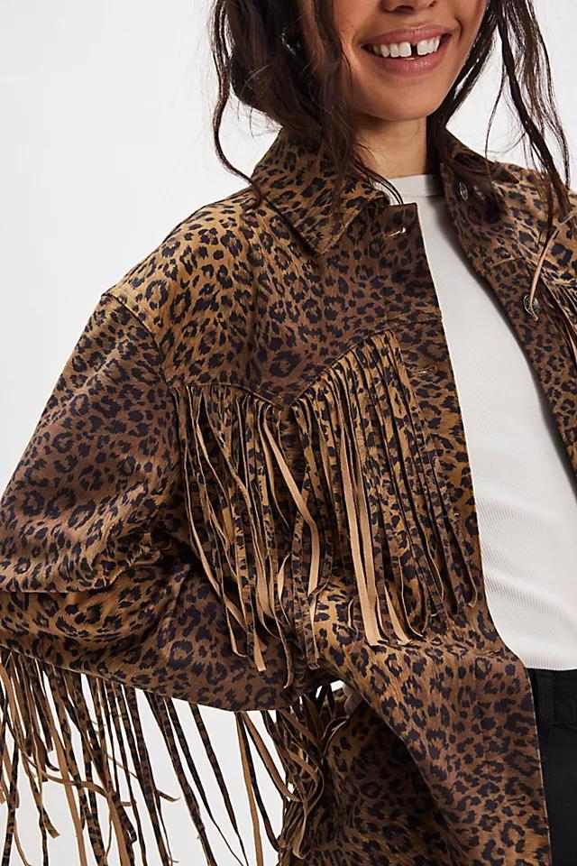 We The Free Fringe Out Vegan Suede Animal Print Jacket Product Image