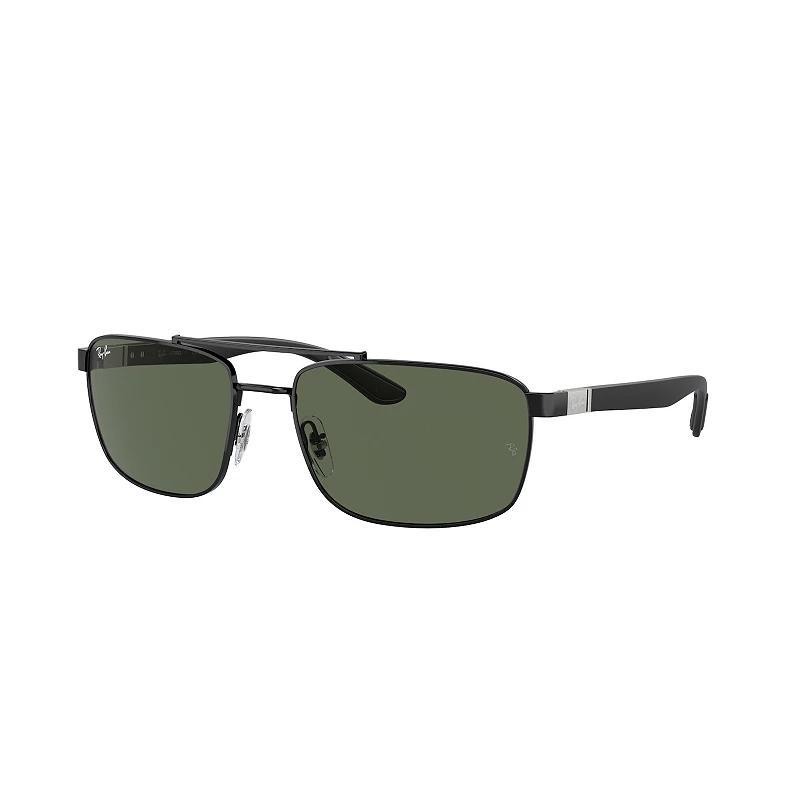 Men's Ray-Ban RB3737 60mm Polarized Rectangle Sunglasses, Black Product Image