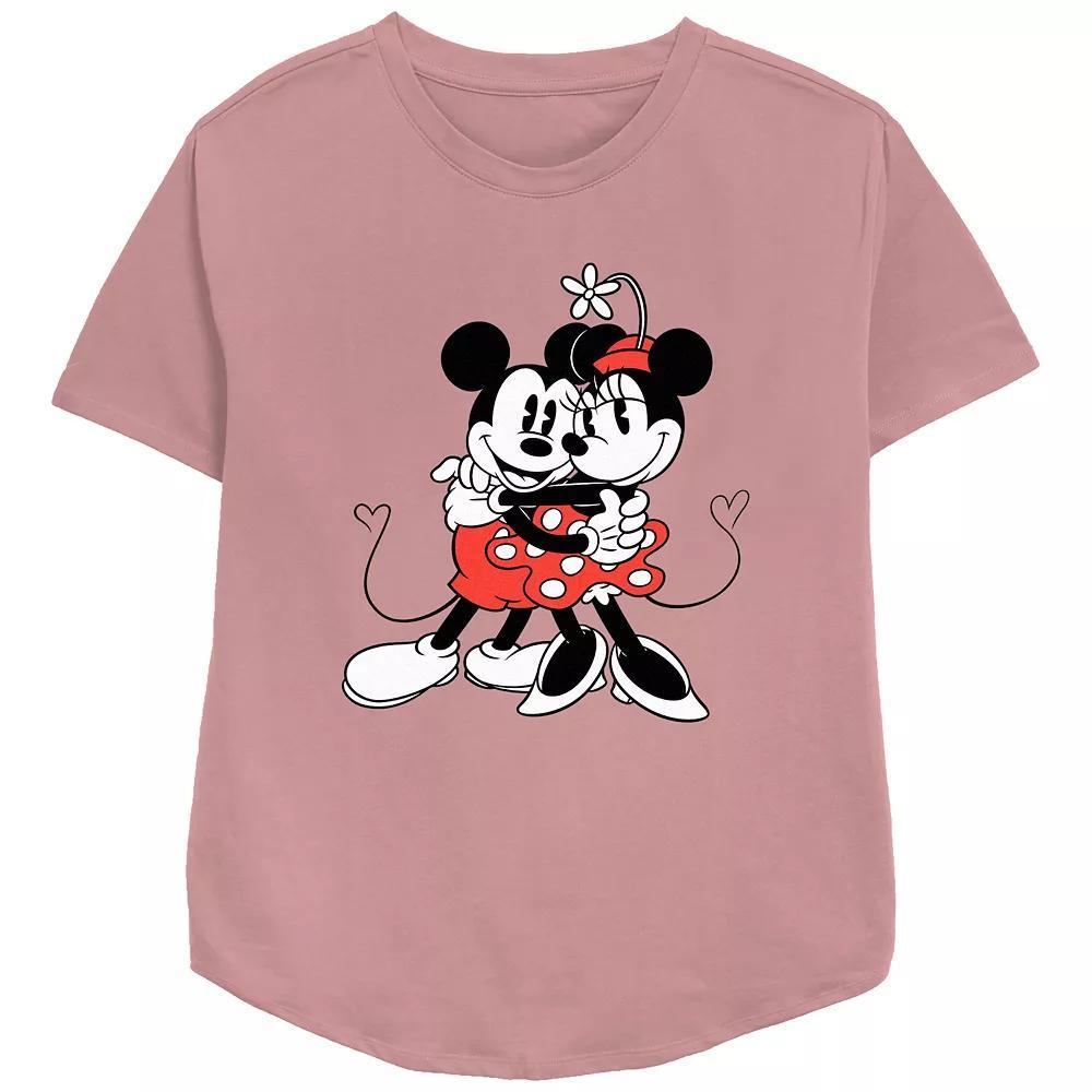 Disney's Mickey Mouse And Minnie Mouse Sweet Hug Women's Relaxed Fit Graphic Tee, Size: XXL, Pink Product Image