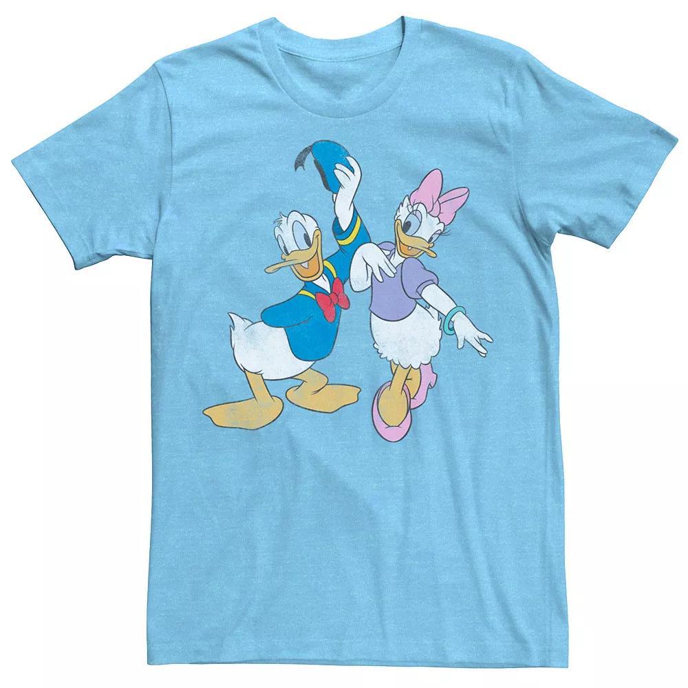 Men's Disney Mickey & Friends Donald & Daisy Distressed Tee, Size: 3XL, Light Blue Grey Product Image