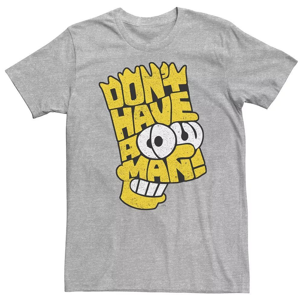 Big & Tall The Simpsons Bart Big Head Text Fill Tee, Men's, Size: 3XL, Athletic Grey Product Image