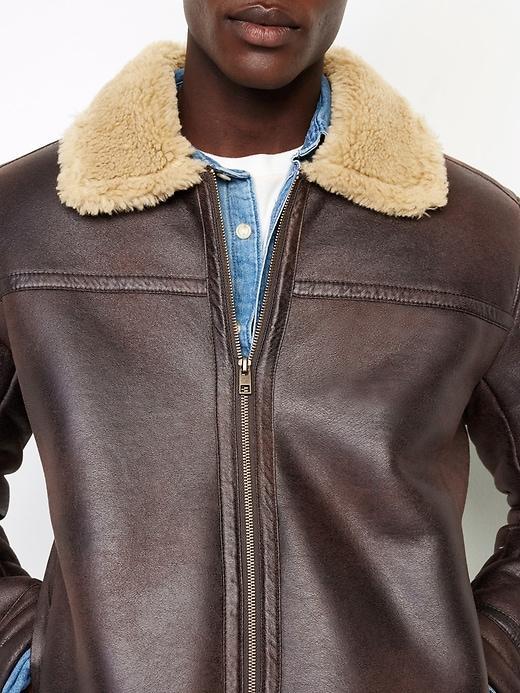 Faux-Leather Aviator Jacket Product Image