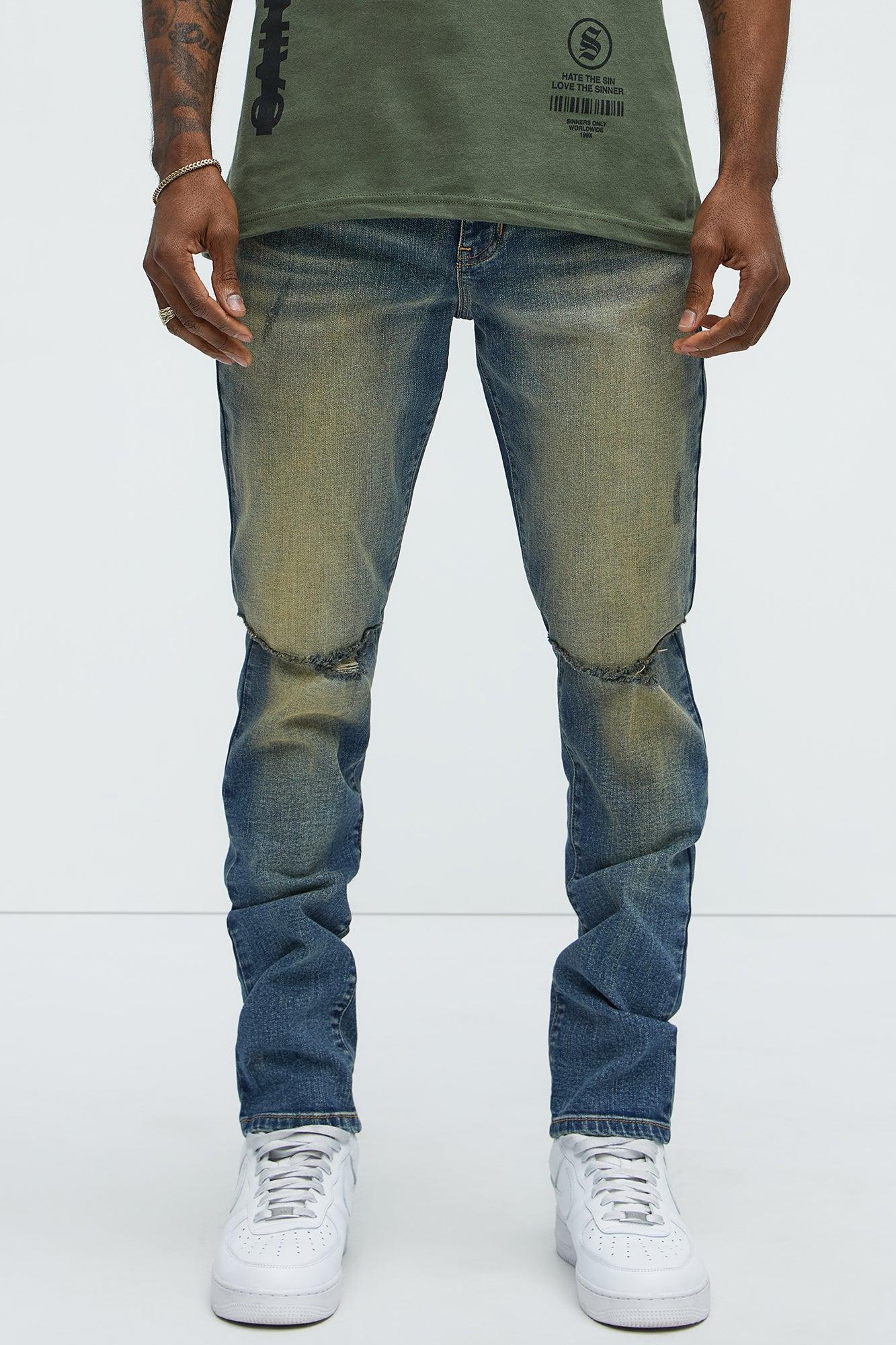Straight Forward Ripped Skinny Jeans - Vintage Blue Wash Product Image