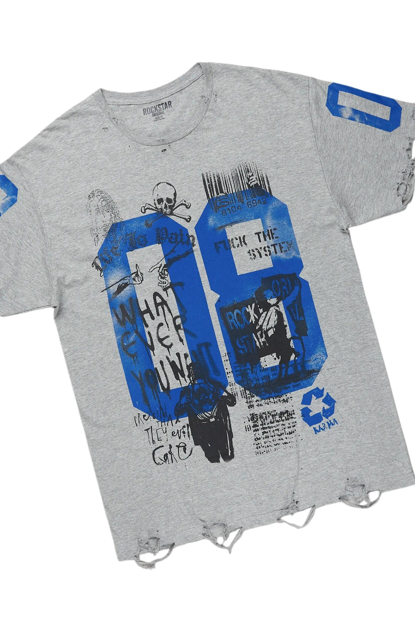 Grill Grey/Blue T-Shirt/Denim Short Set Male Product Image