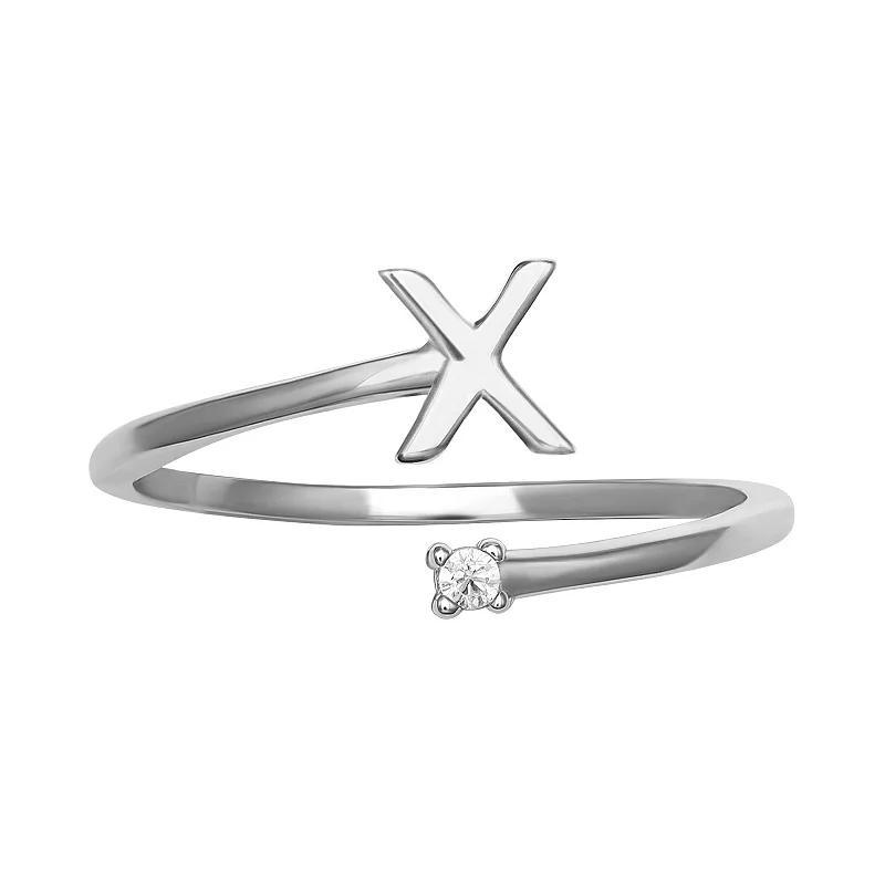 PRIMROSE Sterling Silver Cubic Zirconia Initial Bypass Band Ring, Women's, Size: 8, Sterling Silver X Product Image