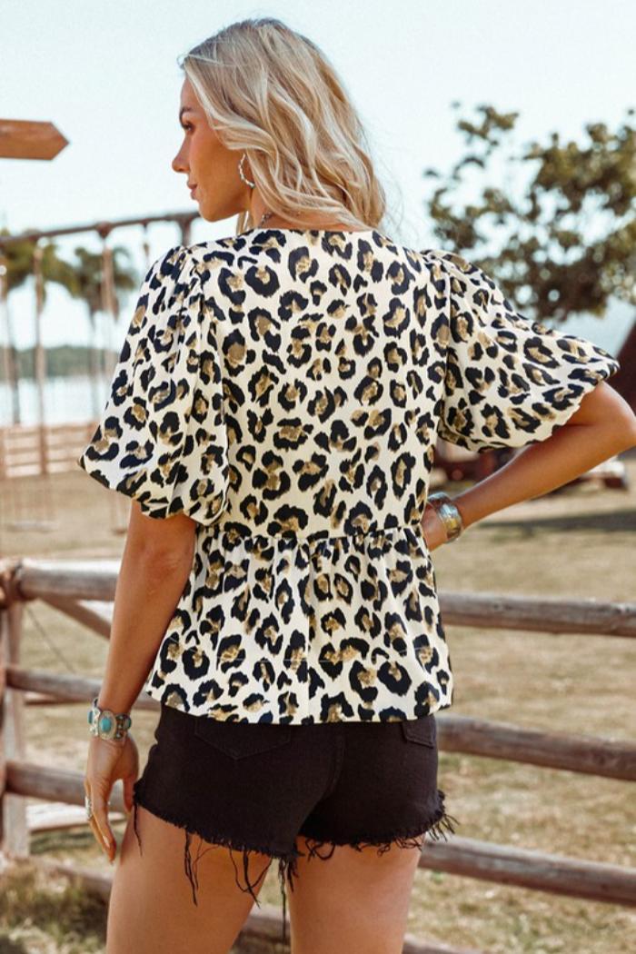 Women's Western Leopard Bow Blouse Female Product Image