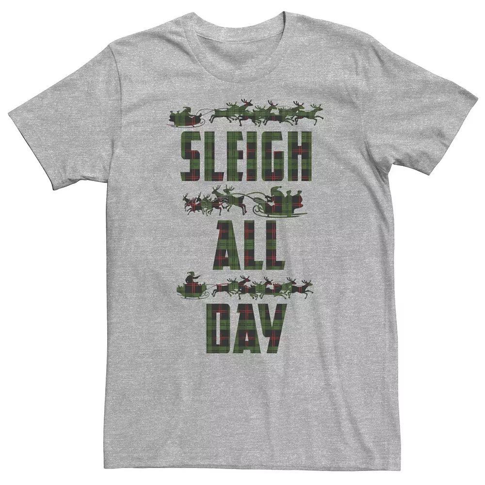 Big & Tall Sleigh All Day Plaid Word Stack Tee, Men's, Size: 3XL Tall, Athletic Grey Product Image
