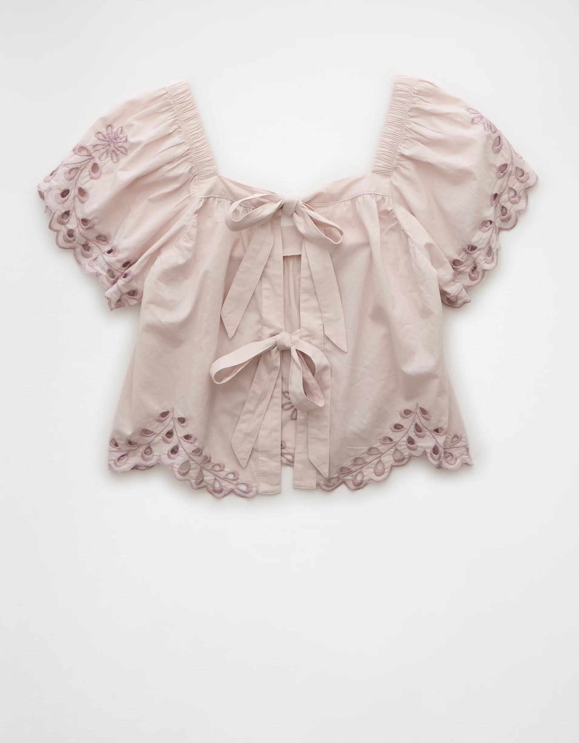 AE Tie Back Eyelet Crop Top Product Image
