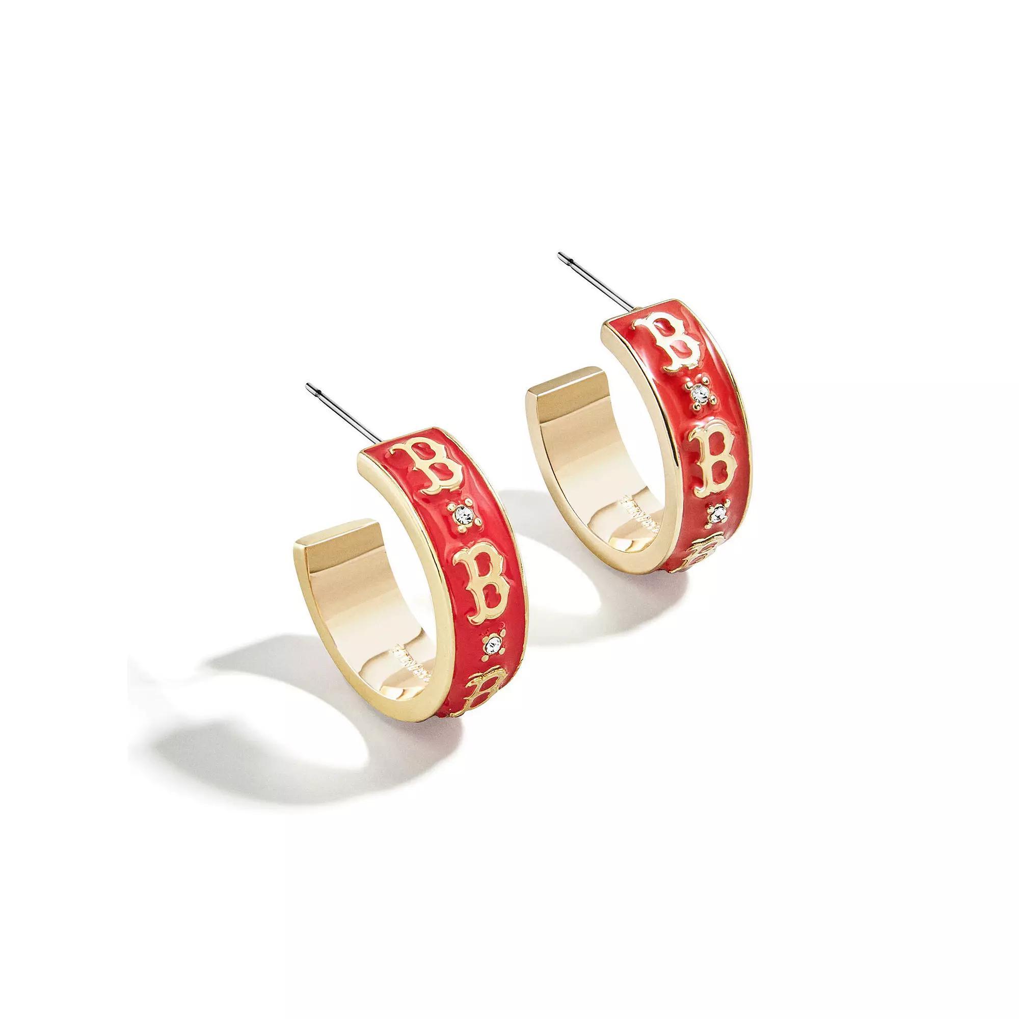 WEAR By Erin Andrews x BaubleBar Boston Red Sox Enamel Hoop Earrings, Women's, Gold Product Image